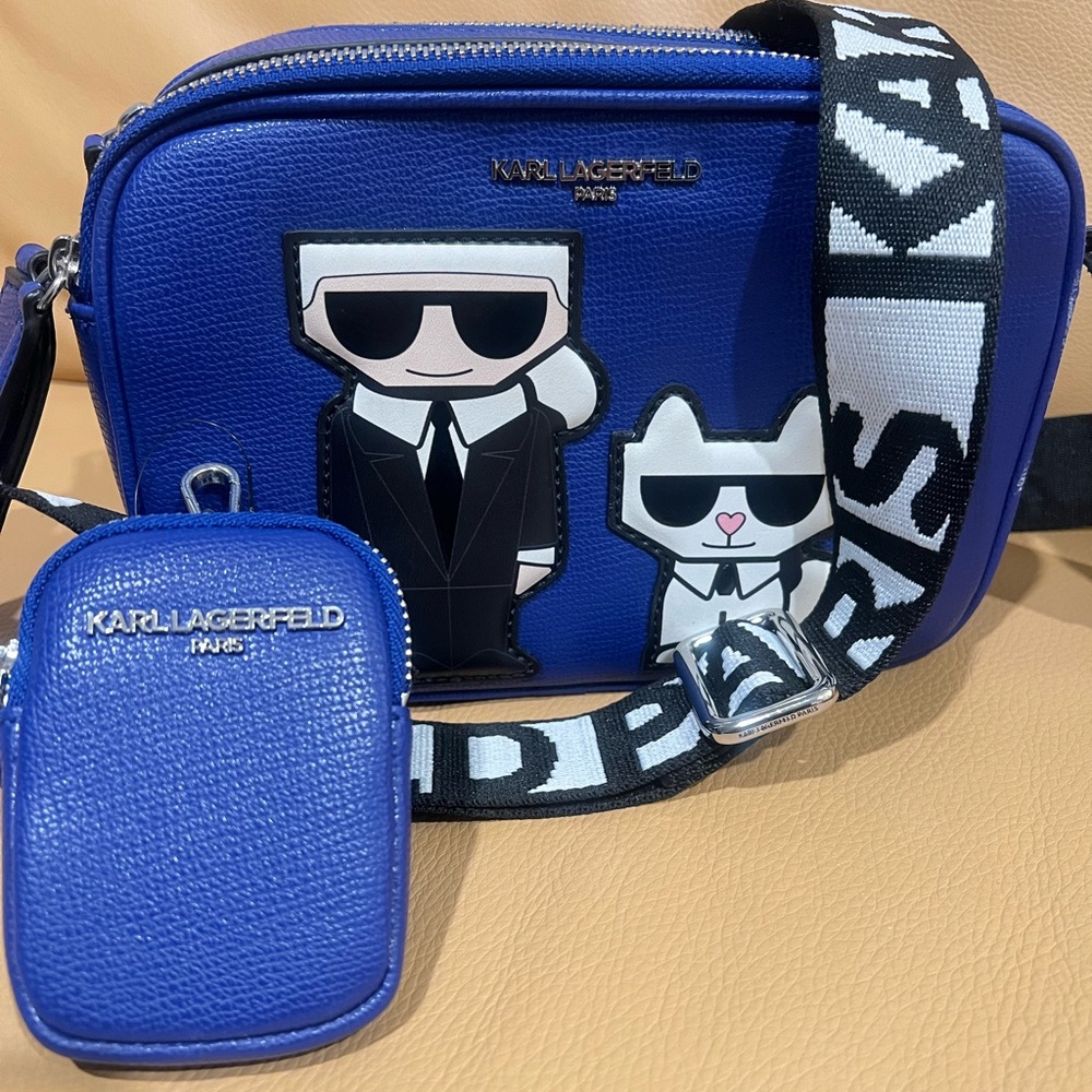 Karl Lagerfeld Cobalt Blue Crossbody Camera Bag
